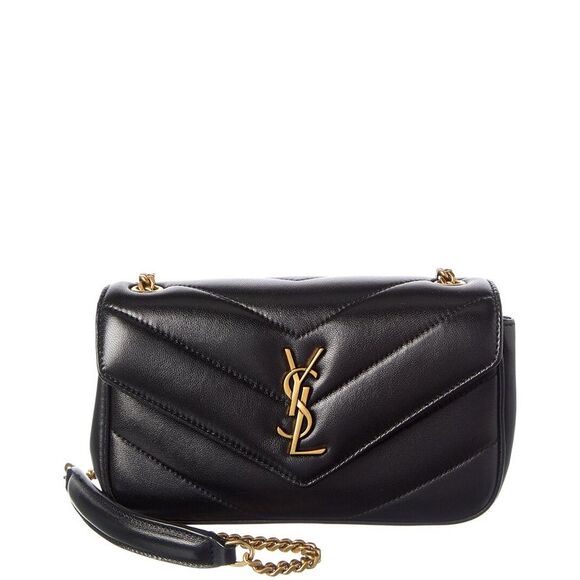 Saint Laurent Loulou Mini Leather Shoulder Bag, Black